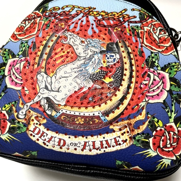 Ed Hardy Dead or Alive Mini Backpack Skull Horse Rhinestone Tattoo Bag NWT main image 5